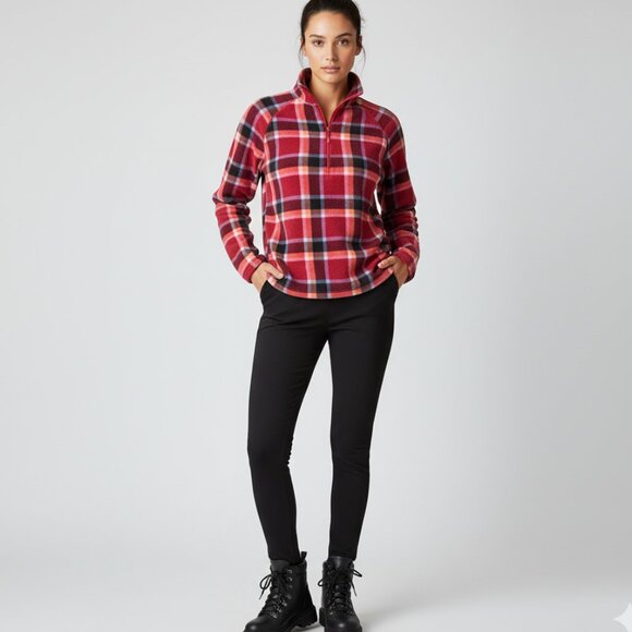 Eddie Bauer Plaid Fleece Half Zip Pullover - Picture 2 of 7